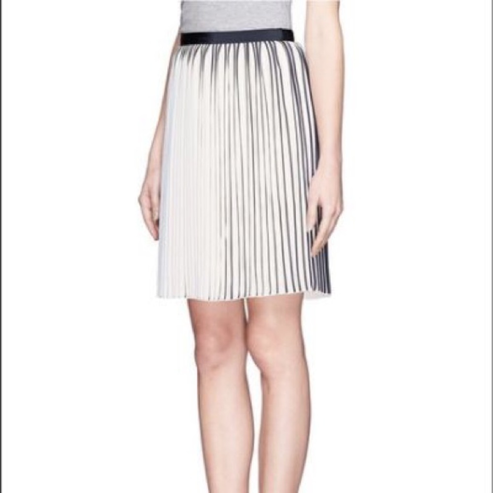 NWT jcrew sunburst pleated skirt 0 navy white